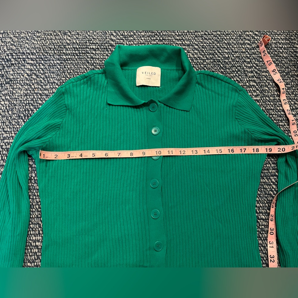 Green Button Down Ribbed Shirt - Picture 7 of 7